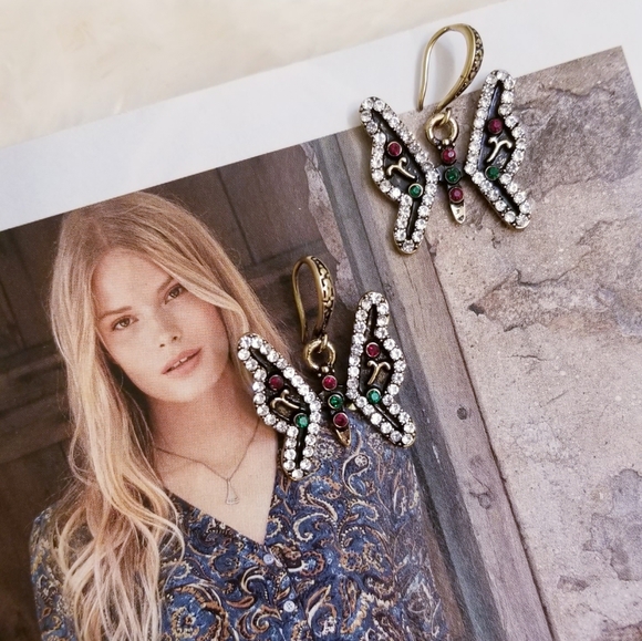 Turkish Crystal Enamel Butterfly Earrings - Picture 14 of 16